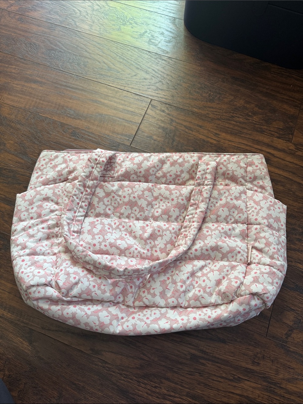 Quilted Pink Floral Tote Bag